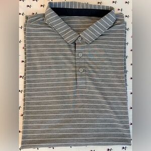 Lululemon Men’s Polo Shirt – Gray Striped – Size L – EUC